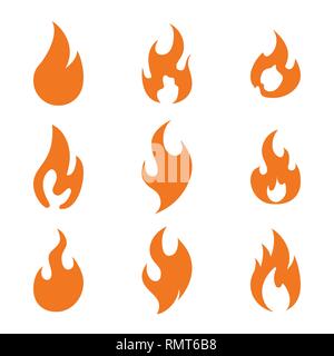 Fire flame logo icon set of nine Stock Vector