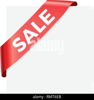 Sale - red corner ribbon. Vector design element Stock Vector