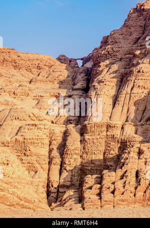 Burdah Rock Bridge, Wadi Rum, Aqaba Governorate, Jordan Stock Photo