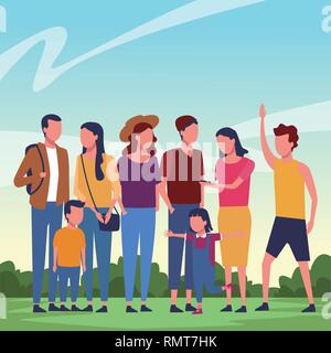 Family and kids cartoon Stock Vector