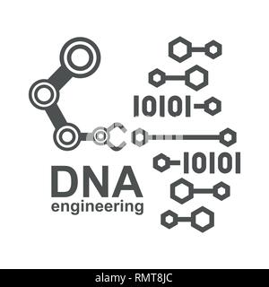 DNA engineering, creation synthetic DNA. DNA synthesis science concept. Polygon lab chemistry genetic engineering reactor. Modern innovation evolution Stock Vector