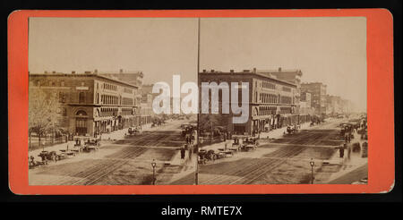 Main Street South from Court, Buffalo, New York, USA, Stereo Card, 1860's Stock Photo