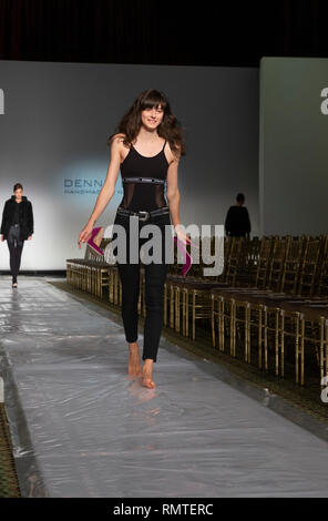 Model walks runway during rehearsal for Dennis Basso Fall/Winter collection runway during New York Fashion Week at Cipriani 42nd Street (Photo by Lev Radin / Pacific Press) Stock Photo