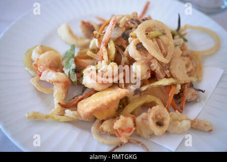 Assorted fried seafood Stock Photo