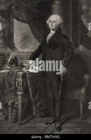 George Washington (1732-99), First President of the United States, Full-Length Portrait by S.H. Gimber from an Original 1796 Painting by Gilbert Stuart Stock Photo