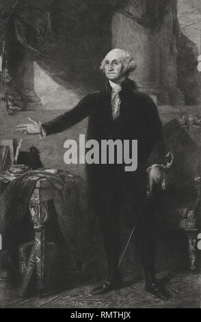 George Washington (1732-99), First President of the United States, Full-Length Portrait, by William Harry Warren Bicknell, Published by A.W. Elson & Co., Boston, 1897 Stock Photo
