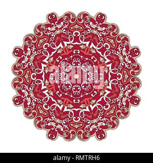 Colorful circular ethnic pattern. Eastern traditional background. Lace circular ornament. Arabic motif. Vector illustration. Stock Vector
