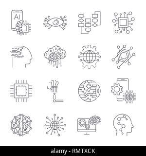 Artificial Intelligence, industry, integration, iot, industrial business, web computing concept. AI factory manufacturing management process Stock Vector