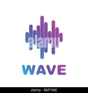 Logo of the sound wave equalizer. Vector illustration sound wave abstract. Pulse music audio volume, flat line vector design. EPS 10 Stock Vector