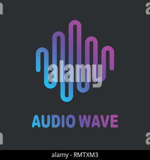 Logo of the sound wave equalizer. Vector illustration sound wave abstract. Pulse music audio volume, flat line vector design. EPS 10 Stock Vector