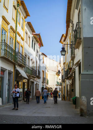 A street scene in Evora, a Roman era town and capital of Alentejo Province, Portugal. Stock Photo