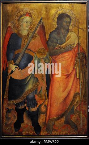 Alvaro Pirez de Evora (hacia 1411-1434). Pintor portugués. San Miguel Arcángel y San Juan Bautista. Museo Nacional de Varsovia. Polonia. Stock Photo