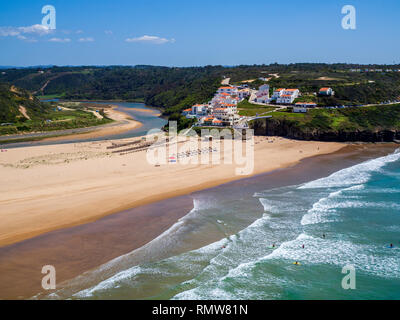 The view over Praia de Odeceixe, the beach of Odeceixe, southern Portugal. Stock Photo