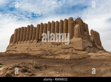 Major Kyz-Kala, a fortress with corrugated, as if pleated, walls, located in ancient Merv which was one of the major cities standing on a silk way rout Stock Photo