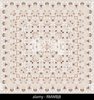 Vintage Arabic pattern. Persian colored carpet. Rich ornament for fabric design, handmade, interior decoration, textiles. Light background. Stock Vector