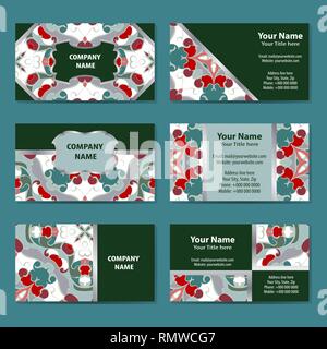 Set of vintage business cards with ornament in Oriental style. The front and back. Vector illustration. Stock Vector