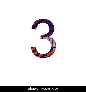 Number 3 illustration on isolated white background. Halftone duotone gradient style . Design element. Stock Photo