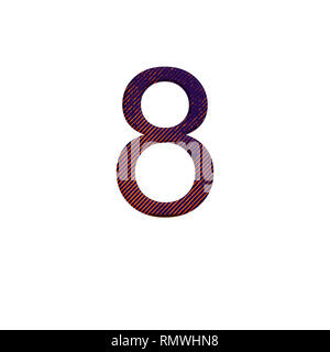 Number 8 illustration on isolated white background. Halftone duotone gradient style . Design element. Stock Photo