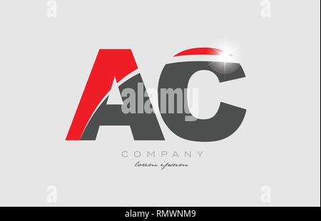 combination letter ac a c in grey blue color alphabet logo icon design ...