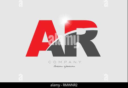 combination letter ar a r in grey red color alphabet logo icon design suitable for a company or business Stock Vector