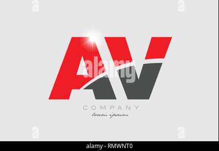combination letter av a v in grey orange color alphabet logo icon