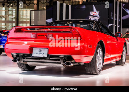 Chicago, IL, USA - February 7, 2019: Shot of the 1991 Acura NSX at the 2019 Chicago Auto Show, celebrating 30 years of the NSX. Stock Photo