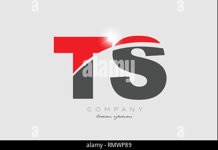red grey alphabet letter ts t s logo combination design suitable for a ...