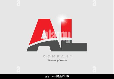 combination letter al a l in grey orange color alphabet logo icon