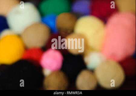 Colored balls of yarn. View from above. Rainbow colors. Stock Photo