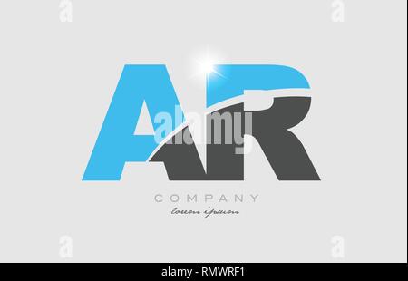 combination letter ar a r in grey blue color alphabet logo icon design suitable for a company or business Stock Vector