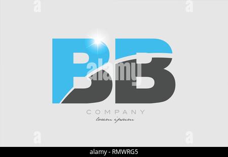 combination letter bb b b in grey orange color alphabet logo icon