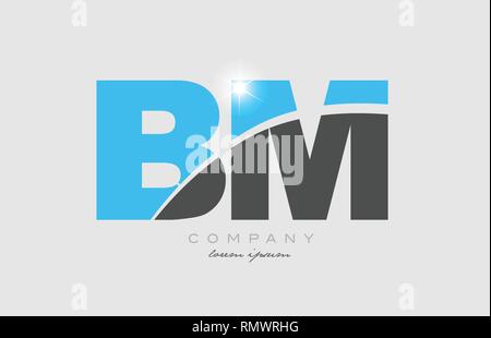 grey blue alphabet letter bm b m logo 3d design suitable for a company ...