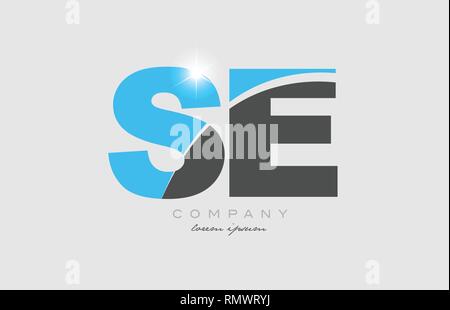 grey blue alphabet letter se s e logo 3d design suitable for a company ...