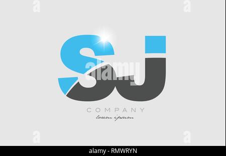 grey blue alphabet letter sj s j logo 3d design suitable for a company ...