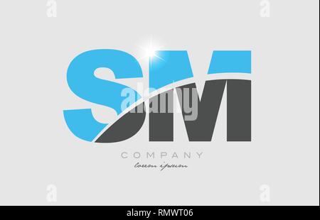 grey blue alphabet letter sm s m logo 3d design suitable for a company ...