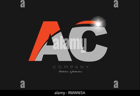 combination letter ac a c in grey blue color alphabet logo icon design ...