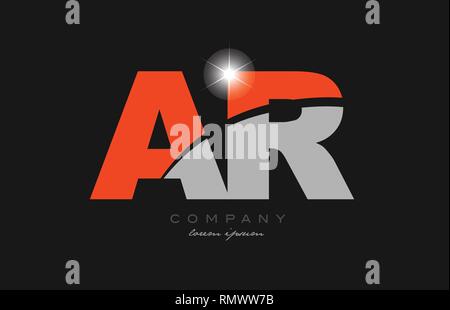 combination letter ar a r in grey orange color alphabet logo icon design suitable for a company or business Stock Vector