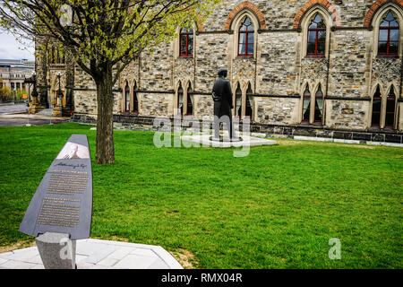 Ottawa, Canada - May 14, 2017. Prime Minister Mackenzie King at Parliament Buildings in Ottawa, Canada. Stock Photo