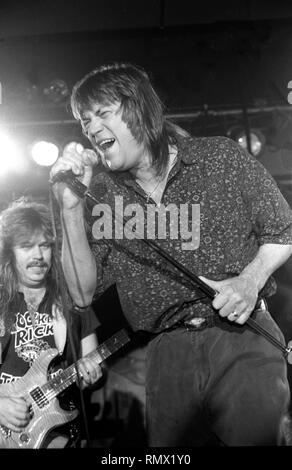 Singer Danny Joe Brown of the southern rock band Molly Hatchet is shown  performing on stage during a live concert appearance Stock Photo - Alamy