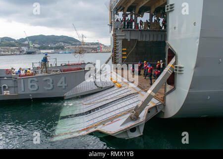 SASEBO, Japan (Feb. 14, 2019) Sailors aboard Landing Craft, Utility ...