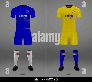 football kit Chelsea 2018-19, shirt template for soccer jersey. Vector illustration Stock Vector