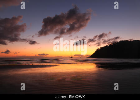 Sunrise at Cape Tributation in the Daintree region of far north Queensland. Cape Tribulation is a remote headland and ecotourism destination in northe Stock Photo