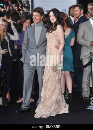 Tom Cruise and Andrea Riseborough  arriving at the 7609  Oblivion Premiere at the Chinese Theatre in Los Angeles.a  Tom Cruise and Andrea Riseborough   Event in Hollywood Life - California, Red Carpet and backstage, movie celebrities, TV celebrities, Music celebrities, Topix, Bestof, Arts Culture and Entertainment, Photography,  inquiry tsuni@Gamma-USA.com , Credit Tsuni / USA,  accessory wear by people on event. shoes, jewelery, ring, earring, bag ambience and others. from 2013 Stock Photo