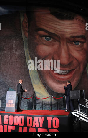 Bruce Willis at the A Good Day To Die Hard mural unveiling on the Fox Studio Lot in Los Angeles.Bruce Willis  28  Event in Hollywood Life - California, Red Carpet and backstage, movie celebrities, TV celebrities, Music celebrities, Topix, Bestof, Arts Culture and Entertainment, Photography,  inquiry tsuni@Gamma-USA.com , Credit Tsuni / USA,  accessory wear by people on event. shoes, jewelery, ring, earring, bag ambience and others. from 2013 Stock Photo