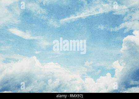 blue sky on old paper vintage effect for background. Stock Photo