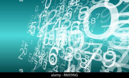 Computer cloud data storage, random numbers vector illustration Stock Vector