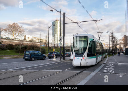 Tramway line T2 in Paris, France Stock Photo