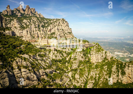 Monastery of Santa Maria de Montserrat on the mountain of Montserrat in Catalonia, Spain Stock Photo
