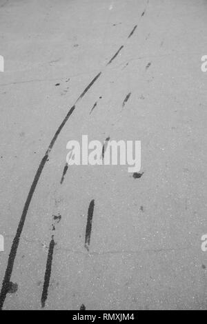 Car drift skid marks on empty parking lot, aerial drone top view Stock  Photo - Alamy