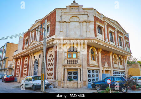 Historical mansion in a quiet street of New Julfa - the old Armenian neighborhood in Isfahan, Iran. Stock Photo